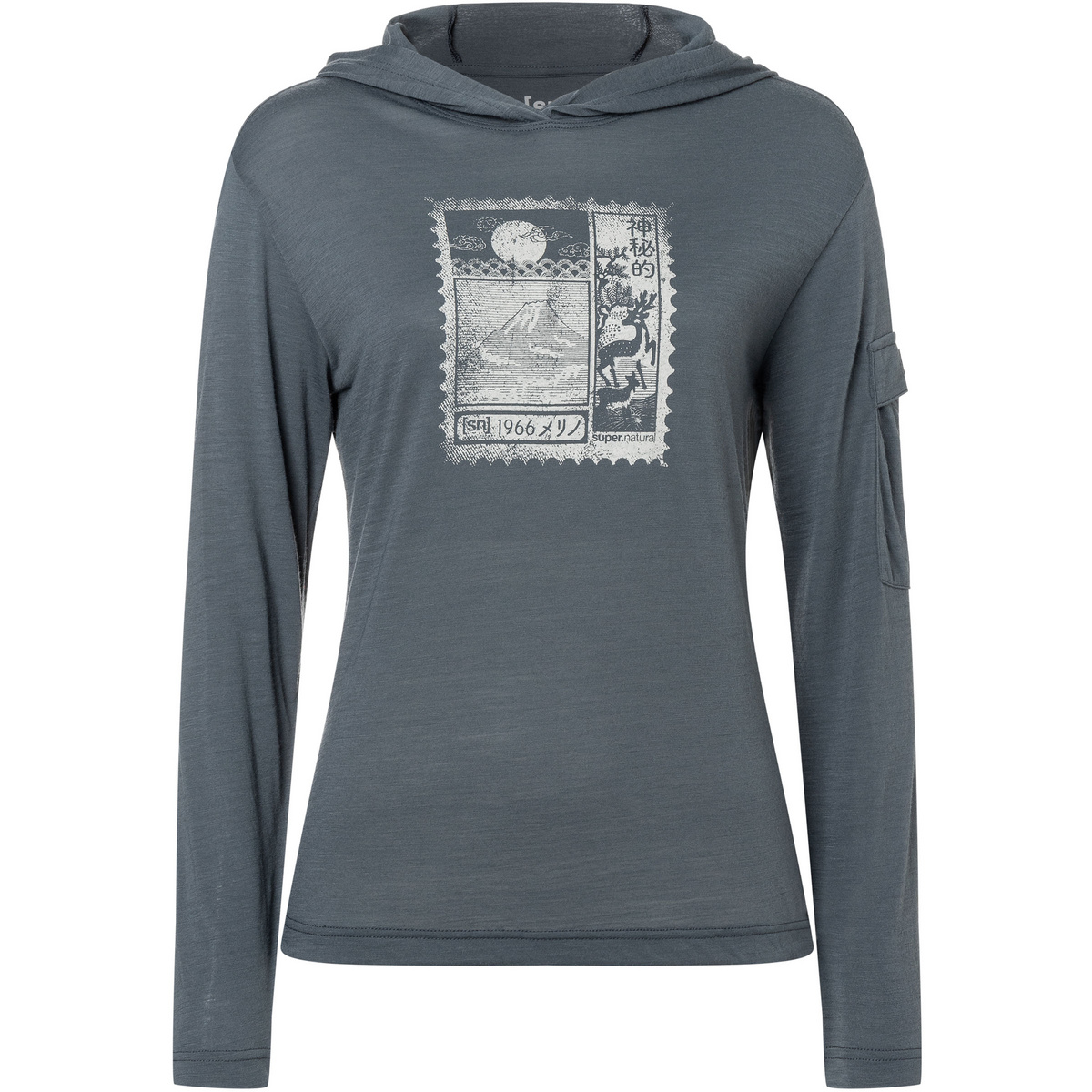 Super.Natural Donna Felpa con cappuccio Stamp Light P (Taglia XS, Blu)