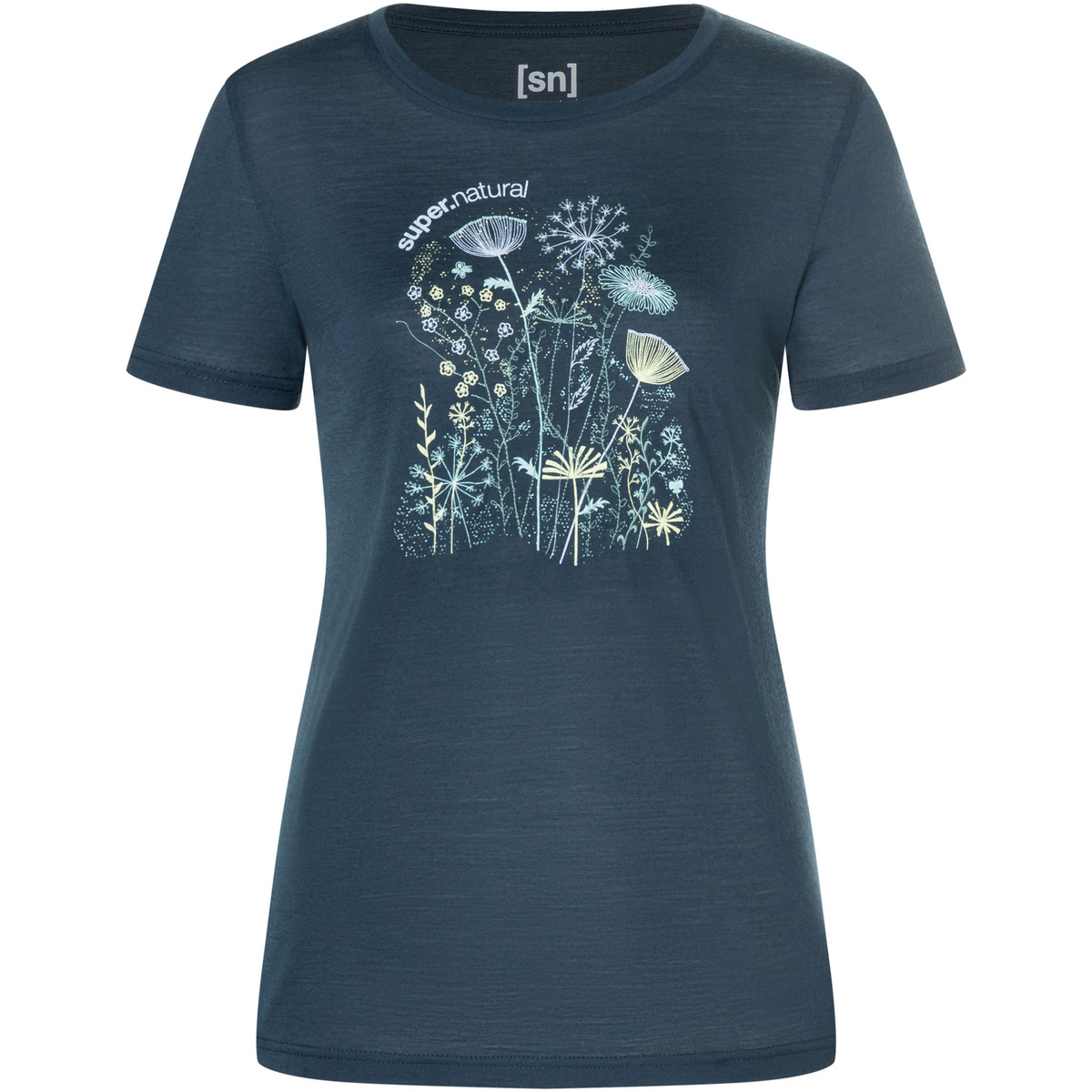 Super.Natural Donna Maglietta Rock Flowers (Taglia S, Blu)
