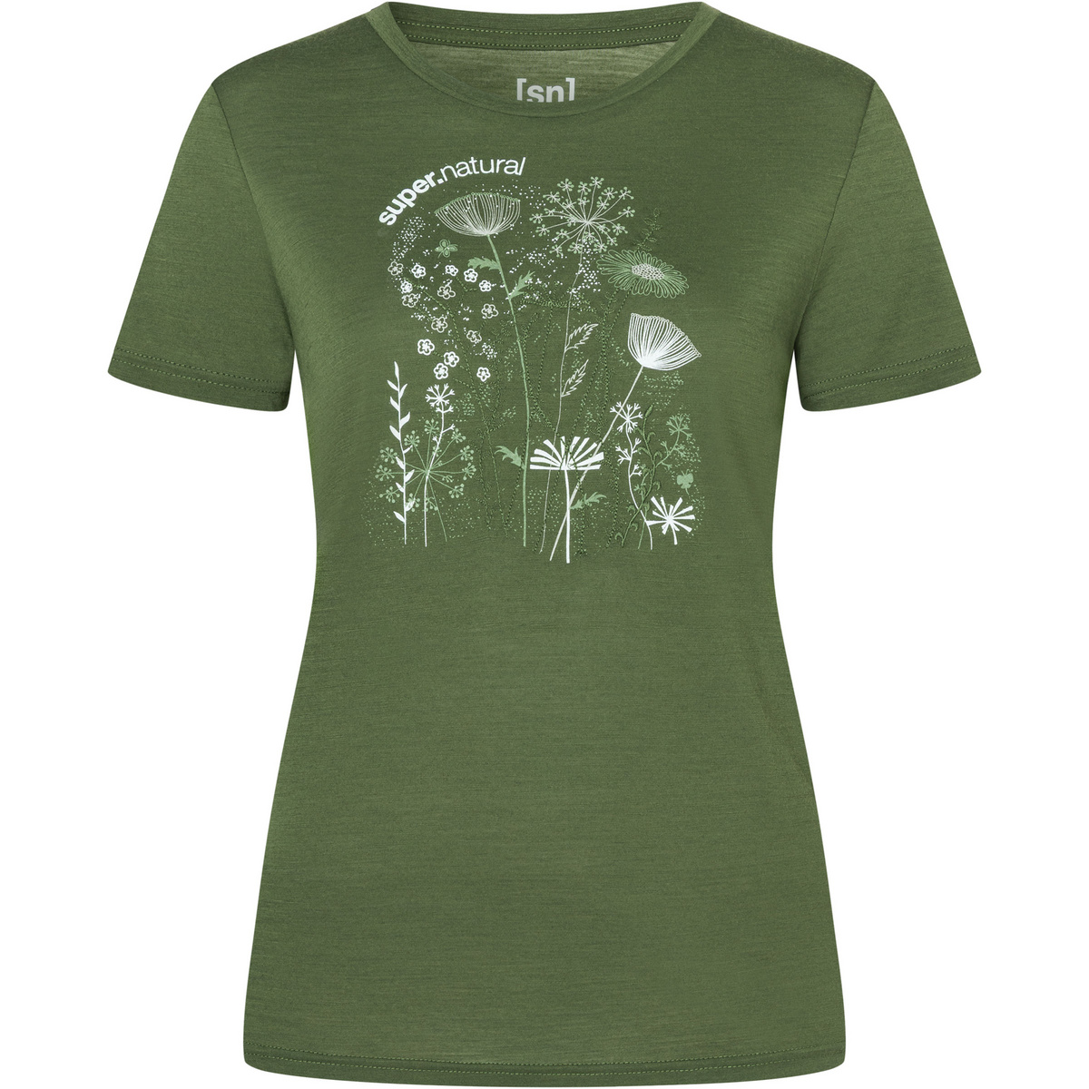 Super.Natural Damen Rock Flowers T-Shirt (Größe XL, oliv)