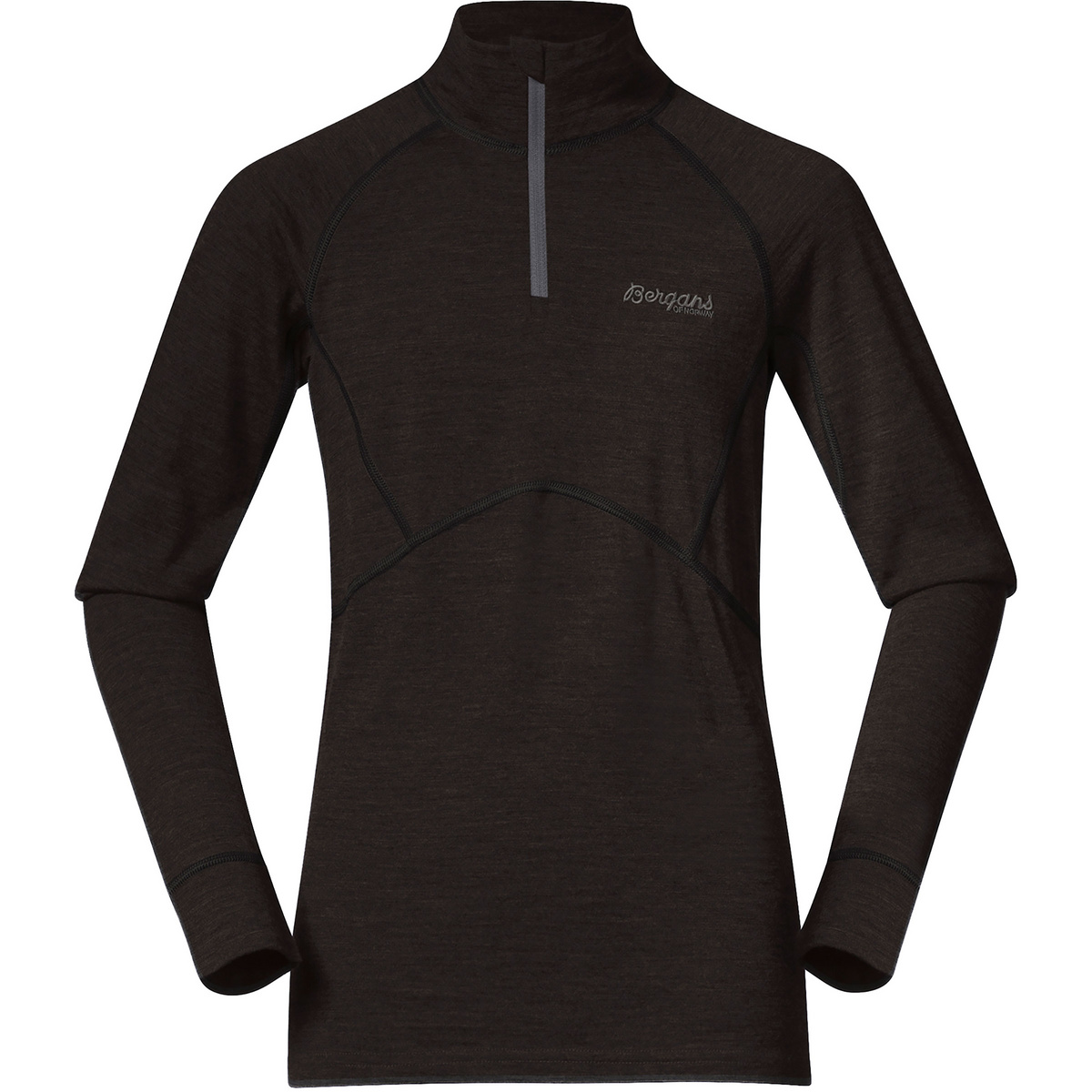 Bergans Bambino Maglia a manica lunga Inner:Pure Merino Half Zip (Taglia 128, Nero)