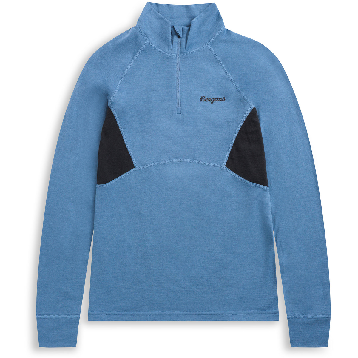 Bergans Bambino Maglia a manica lunga Inner:Pure Merino Half Zip (Taglia 128, Blu)
