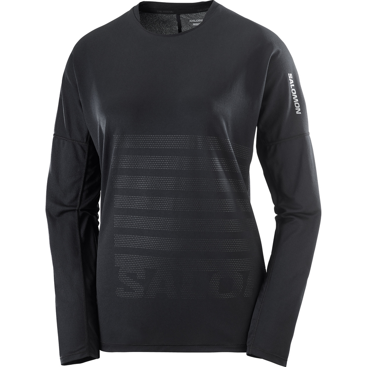 Salomon Femme T-shirt long Sense Aero GFX (taille S, Noir)