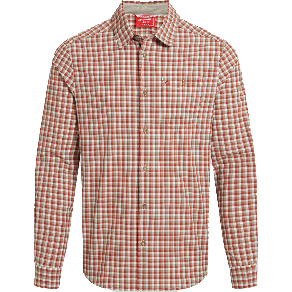 Craghoppers Uomo Camicia Nosilife Nuoro Check (Taglia L, Rosso)
