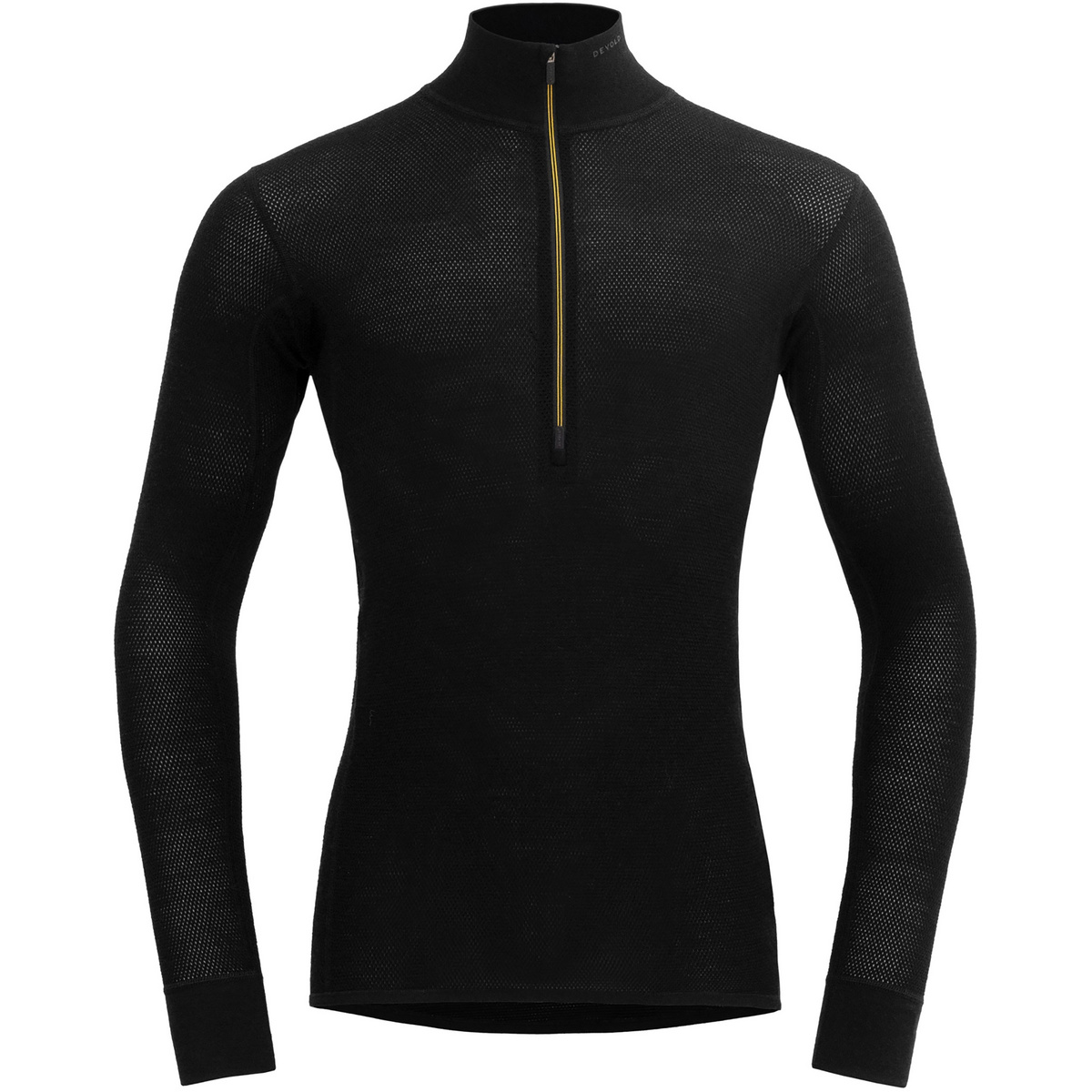 Devold Homme T-shirt long Wool Mesh 190 Zip Neck (taille M, Noir)