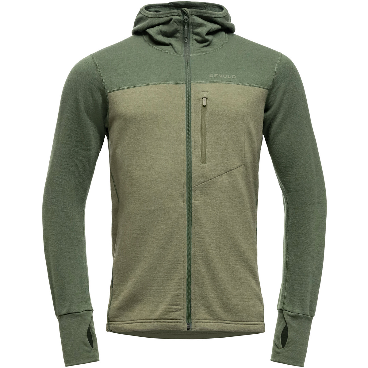 Devold Herren Explorer Merino Hoodie Jacke (Größe XL, gruen)