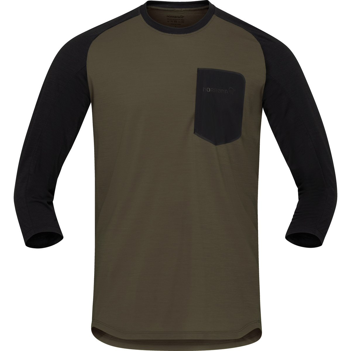 Norrona Herren Skibotn Equaliser Merino 3/4 T-Shirt (Größe M, oliv)
