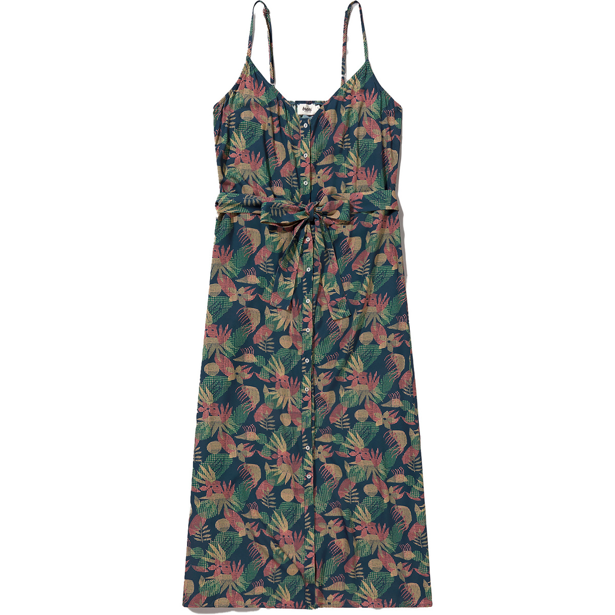 Brava Fabrics Donna Vestito Flower Vichy Strap (Taglia L, Blu)