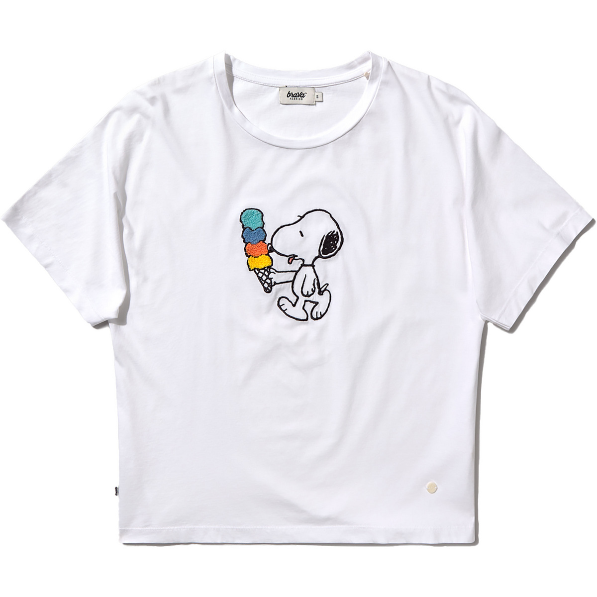 Brava Fabrics Donna Maglietta Peanuts Icecream Oversize (Taglia M, Bianco)