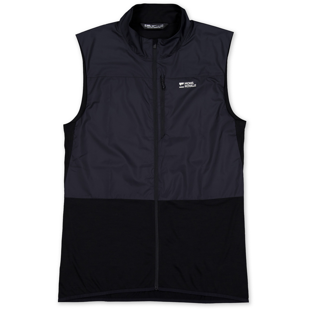 Mons Royale Femme Gilet Diversion Merino Wind (taille L, Noir)