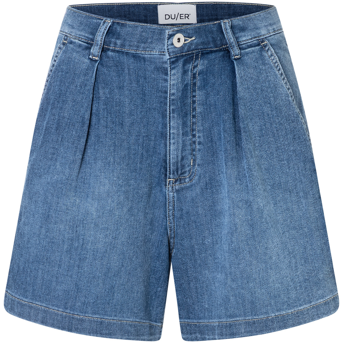 Duer Donna Pantaloncini Performance Denim Lite Pleated (Taglia S, Blu)