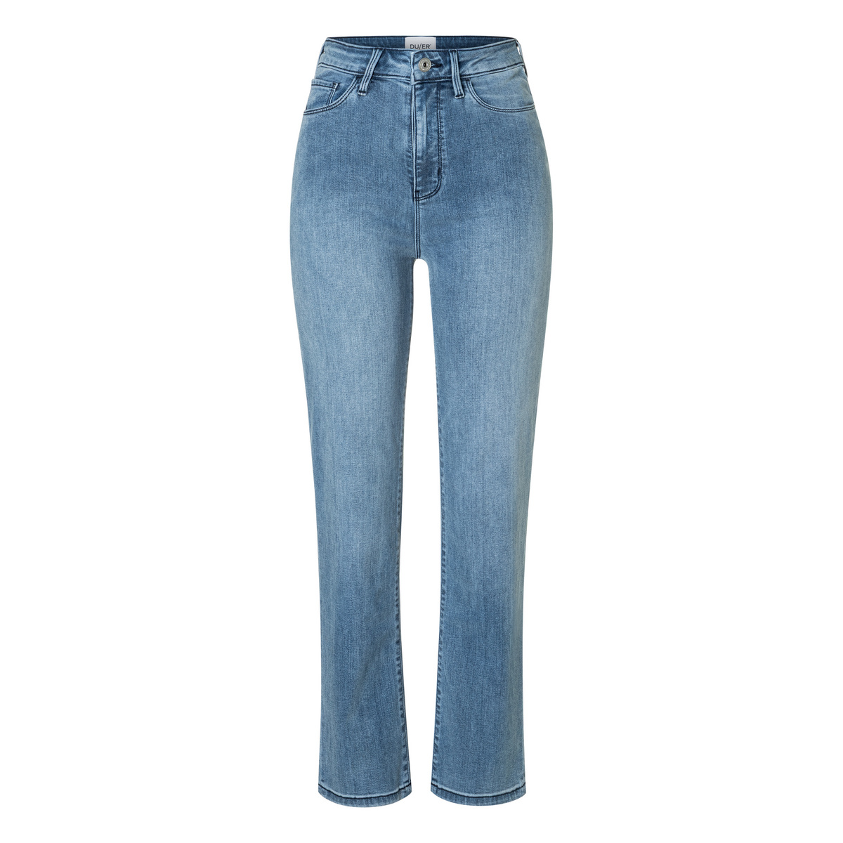 Duer Donna jeans No Sweat High Rise Slim Straight (Taglia S, Blu)