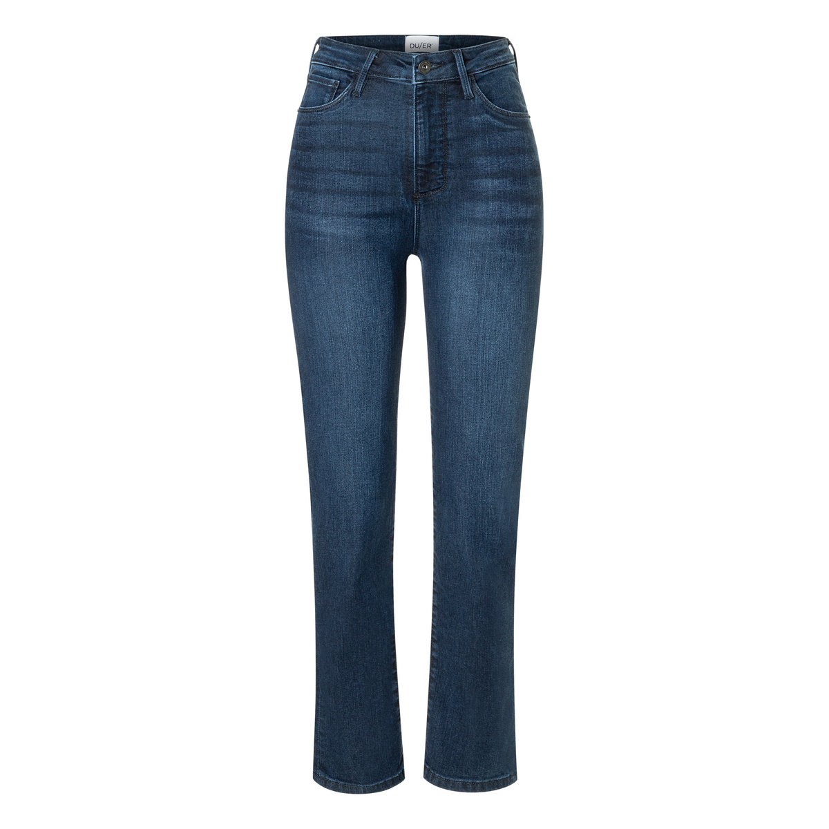 Duer Donna jeans No Sweat High Rise Slim Straight (Taglia M, Blu)