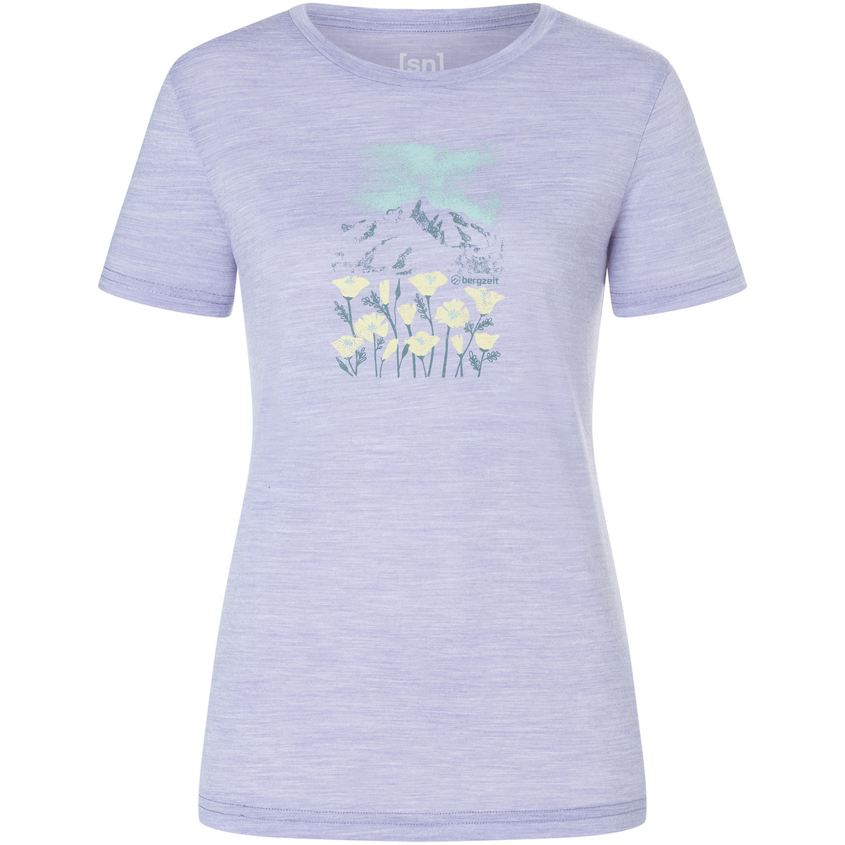 Bergzeit Basics Damen Super.Natural Mountain Flowers T-Shirt (Größe M, lila)