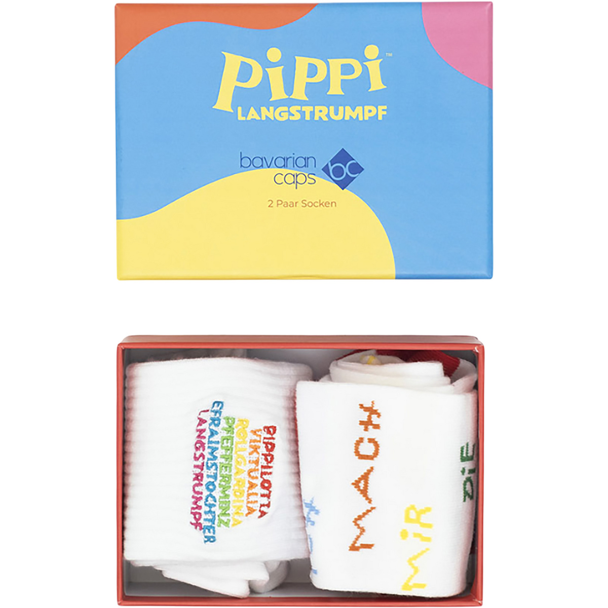 Bavarian Caps Chaussettes Pippi Langstrumpf V2 2er Pack (taille 41 , Multicolore)