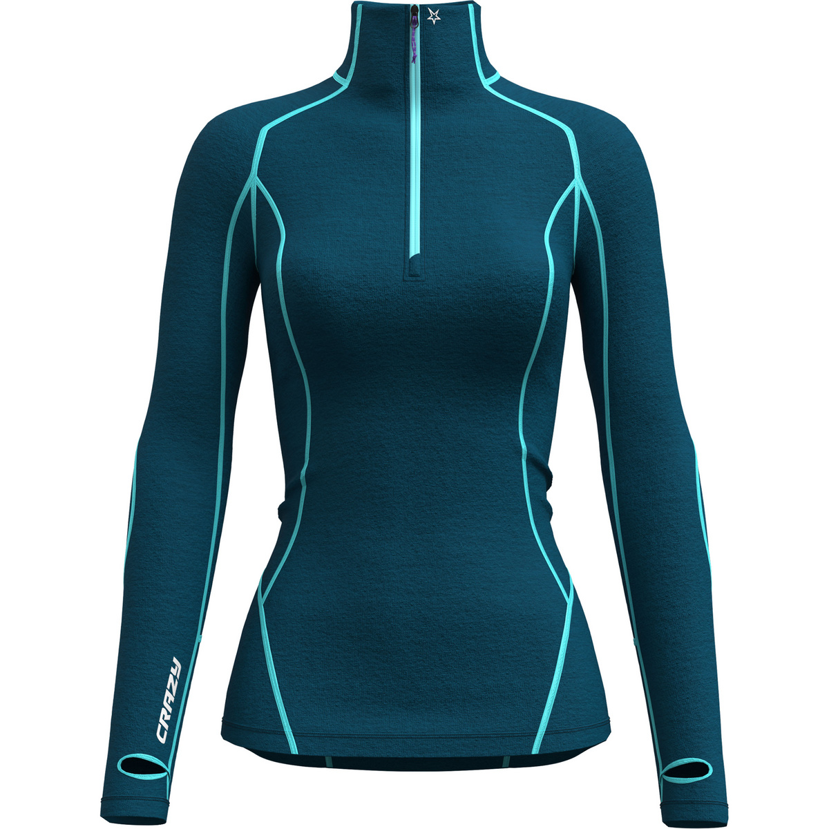 Crazy Damen Allure Zip Longsleeve (Größe L, tuerkis)