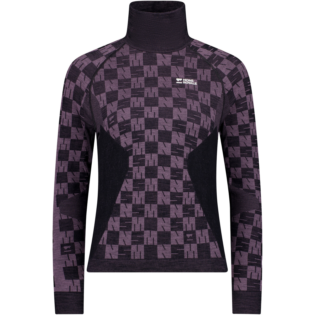 Mons Royale Damen Ascender Merino Seamless Mock Longsleeve (Größe S, lila)