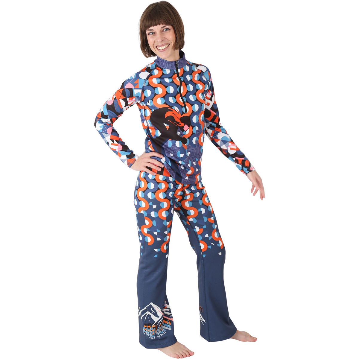 FreiSein Donna Maglia a manica lunga AbFahrt (Taglia L, Blu)