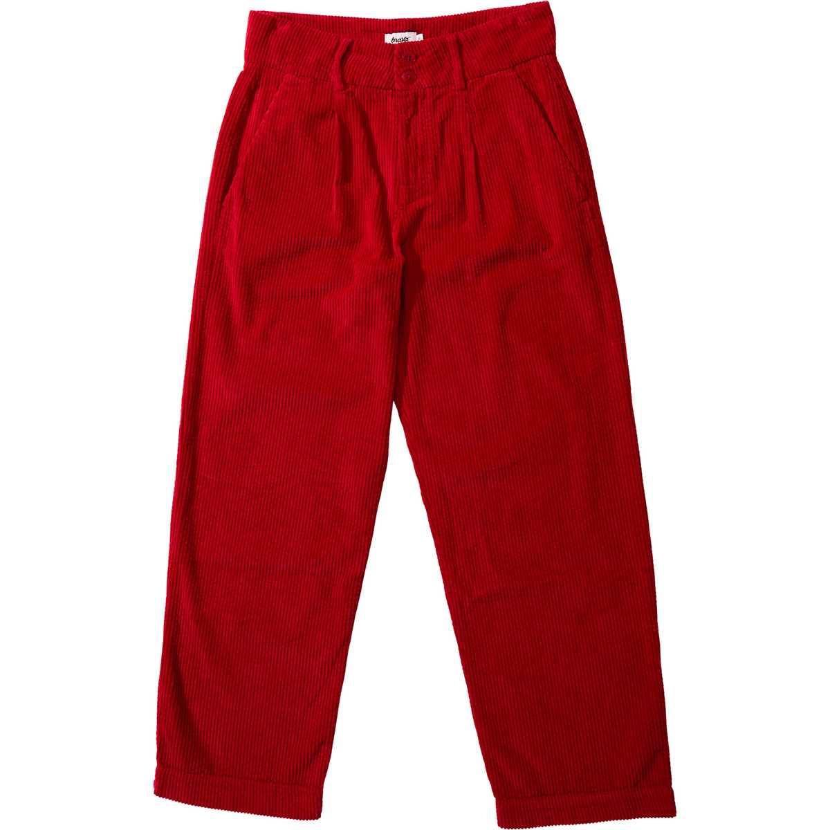 Brava Fabrics Donna Pantaloni Corduroy Pleated (Taglia XL, Rosso)