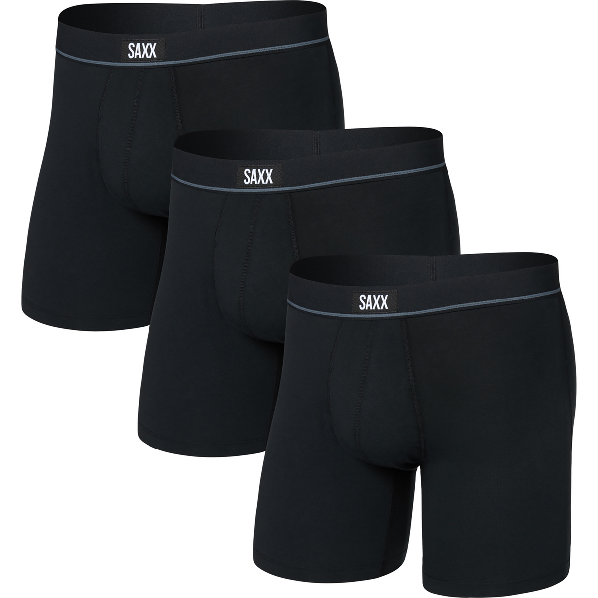 Saxx Underwear Homme Boxer Essential Cotton Brief Fly 3er Pack (taille XL, Noir)