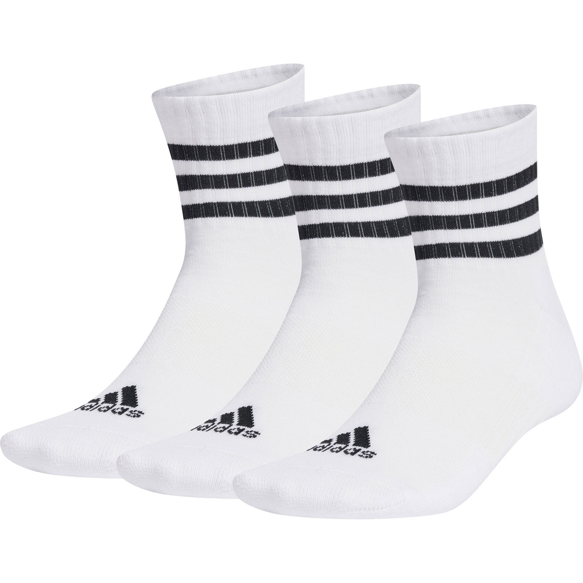 adidas 3 Stripes Mid 3er Pack Socken (Größe 34 , weiss)