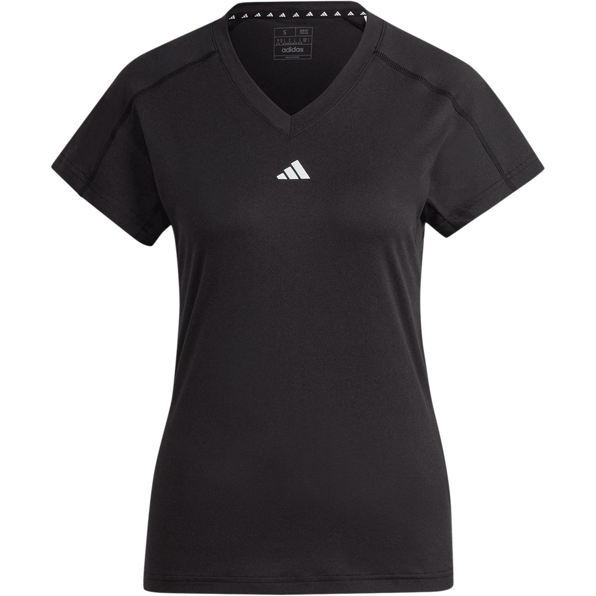 adidas Damen Essentials V-Neck T-Shirt (Größe XS, schwarz)