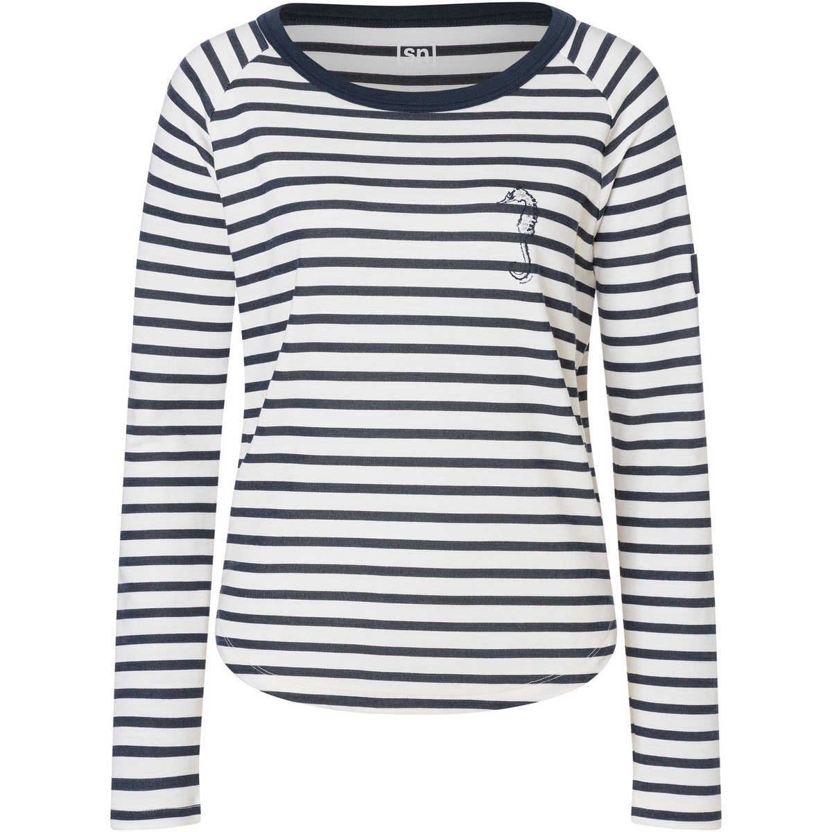 Image of Super.Natural Donna Maglia a manica lunga Sea Horse Stripe Bio Crew