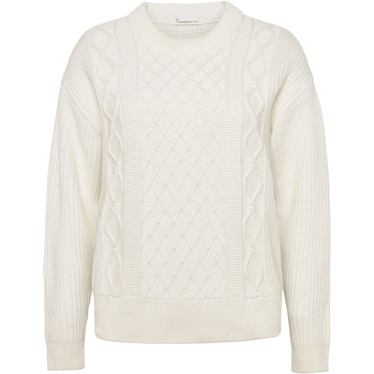 Image of KnowledgeCotton Apparel Donna Pullover Cotton Cable Crew Neck