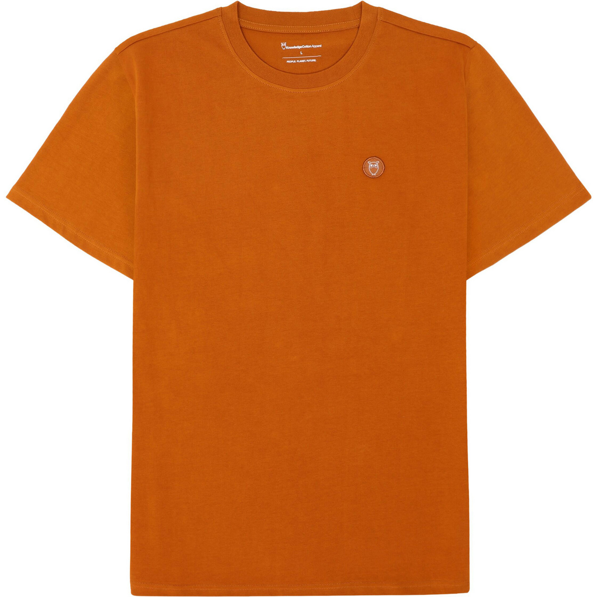 KnowledgeCotton Apparel Uomo Maglietta Loke Badge (Taglia XL, Arancione)