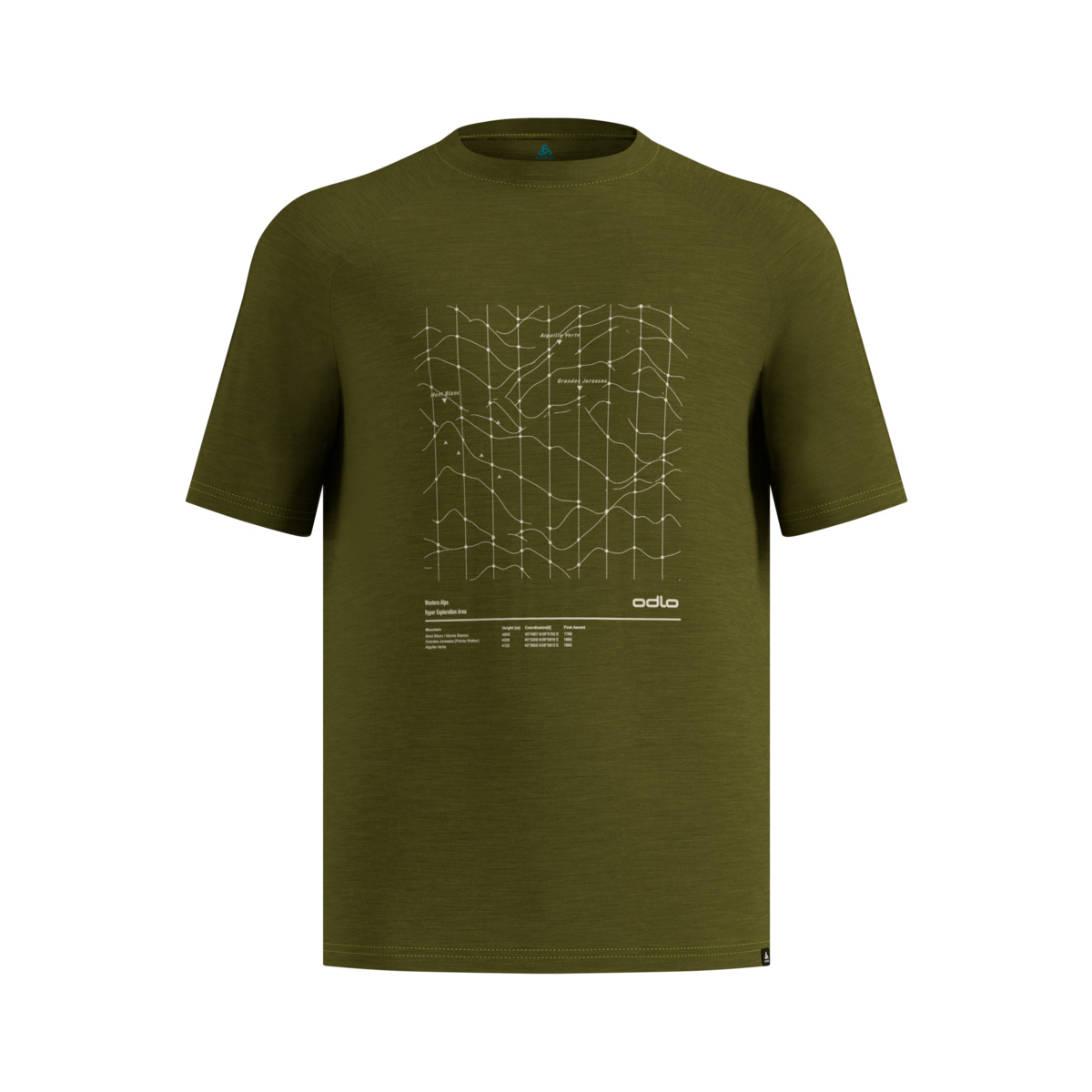 Odlo Herren Merino Tencel Hyper Map T-Shirt (Größe XXL, oliv)