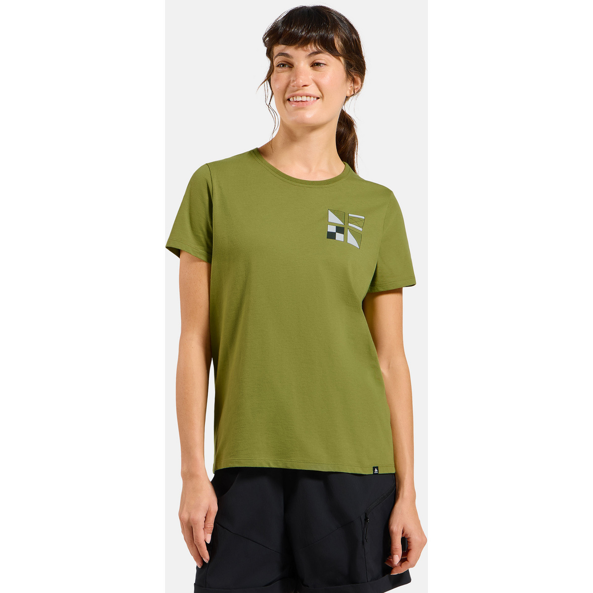 Odlo Damen Cotton Blend Odlo Flags T-Shirt (Größe XL, oliv)
