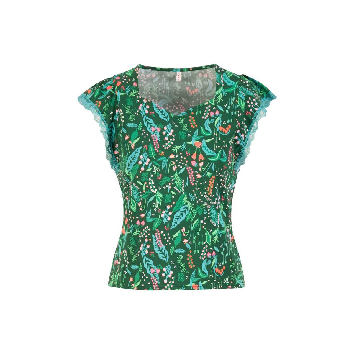 Blutsgeschwister Damen Charming Heart T-Shirt (Größe L, gruen)
