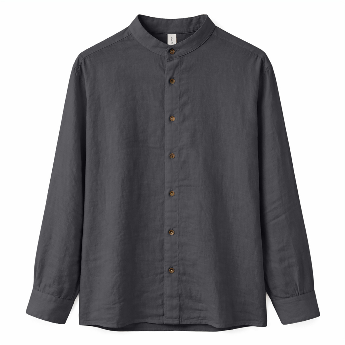 Image of Mazine Herren Stand Collar Linen Hemd