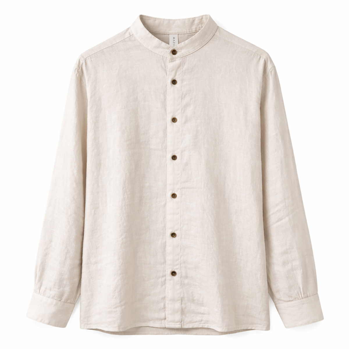 Mazine Herren Stand Collar Linen Hemd (Größe XL, beige)