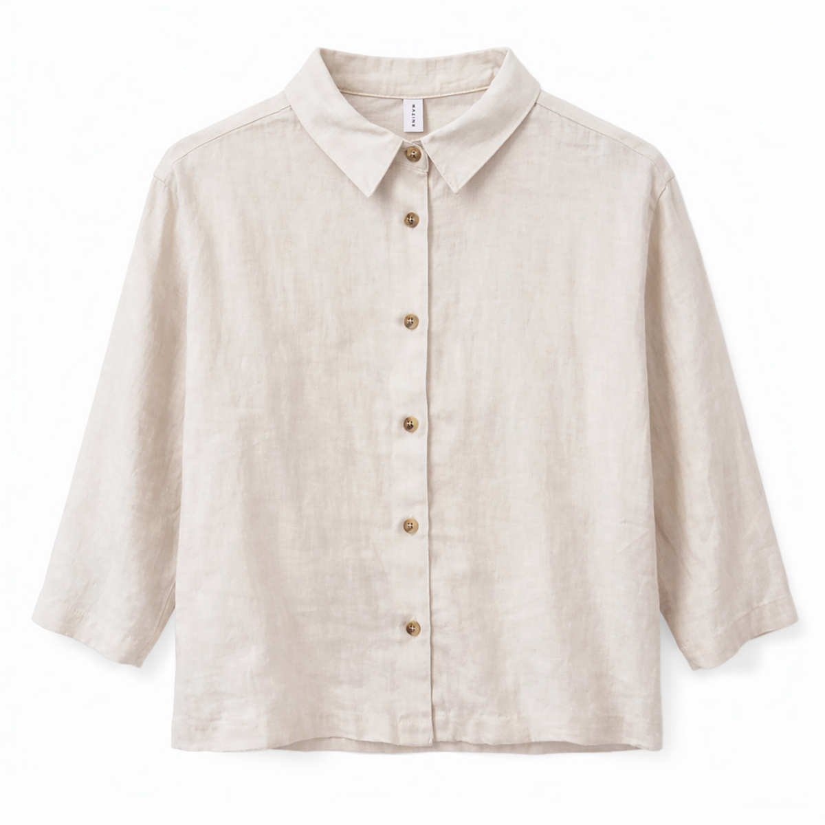 Mazine Damen 3/4 Sleeve Linen Bluse (Größe XS, beige)