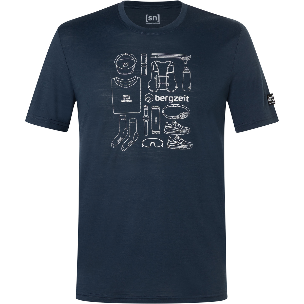 Super.Natural Herren Bergzeit Vertical Trail T-Shirt (Größe L, blau)