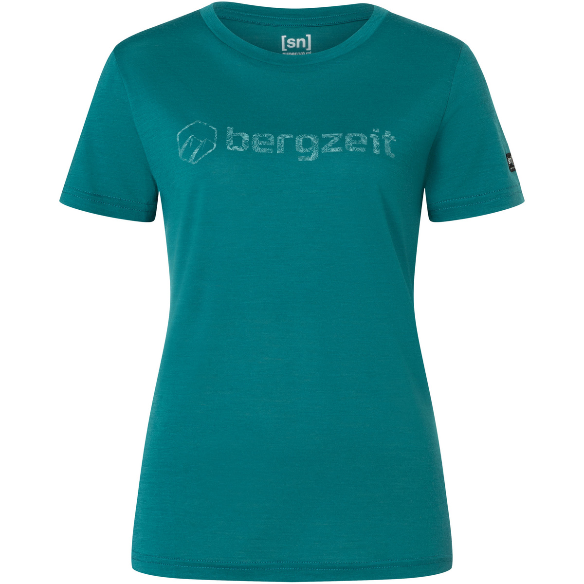 Super.Natural Damen Bergzeit Lines T-Shirt (Größe L, tuerkis)