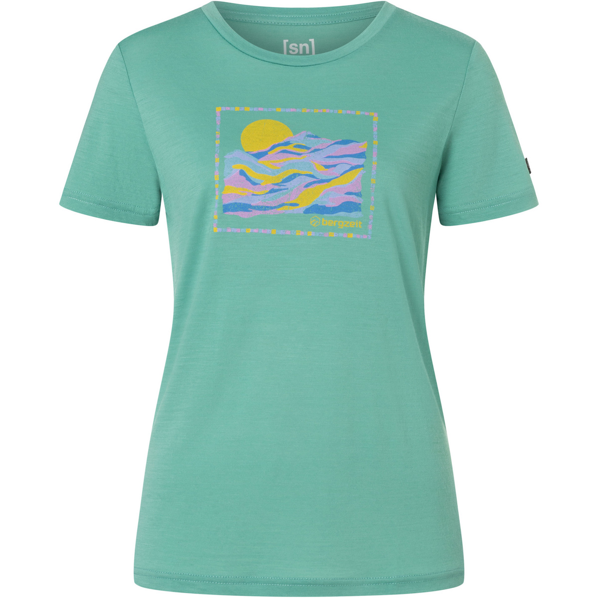 Super.Natural Damen Bergzeit Sunny Mountain T-Shirt (Größe XS, tuerkis)