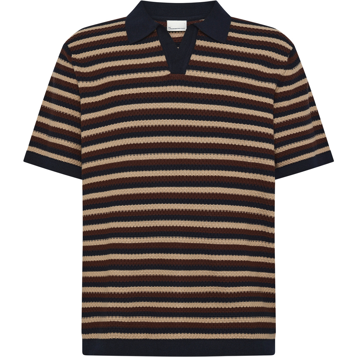 Image of KnowledgeCotton Apparel Herren Striped Knitted Polo T-Shirt