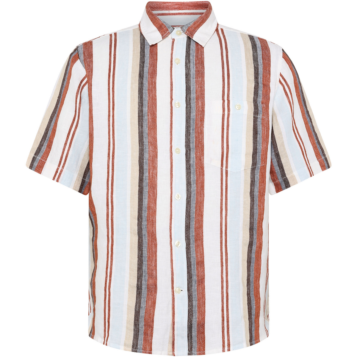 Image of KnowledgeCotton Apparel Herren Multi Stripe Linen Hemd