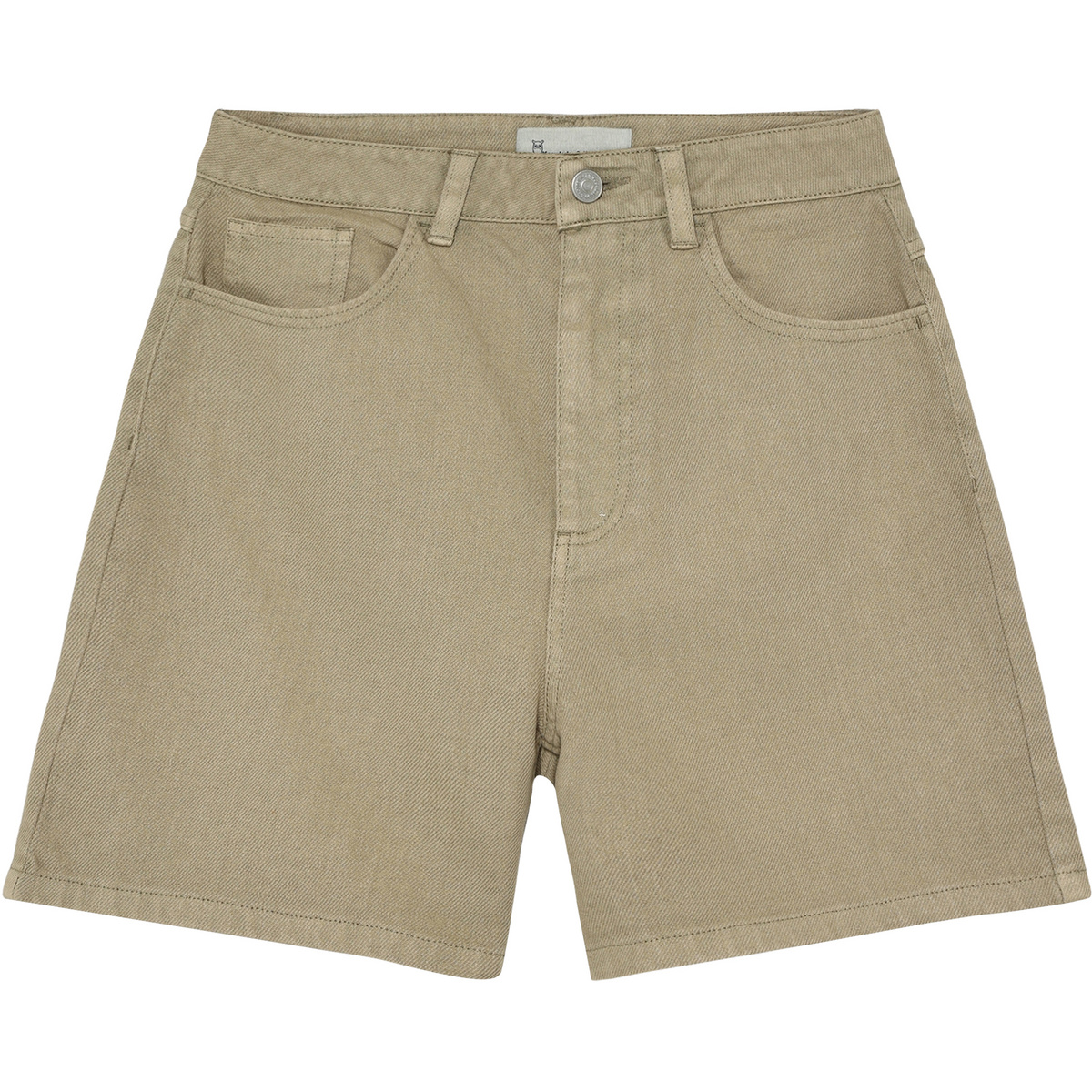 Image of KnowledgeCotton Apparel Donna Pantaloncini Gale Straight Mid-Rise Twill
