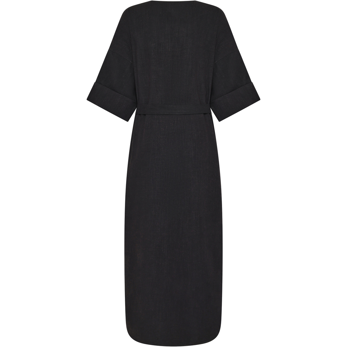 KnowledgeCotton Apparel Damen Linen-Mix V-Neck Kleid (Größe M, schwarz)