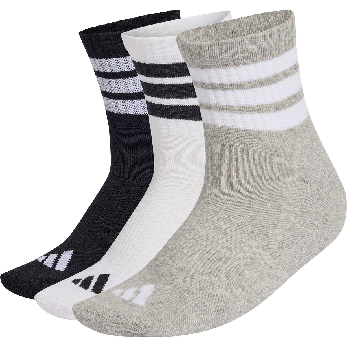 adidas 3 Stripes Mid 3er Pack Socken (Größe 46 , mehrfarbig)