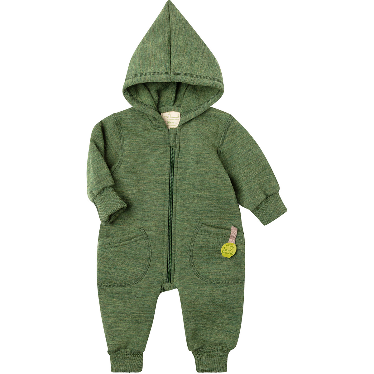 Image of Engel Kinder Schurwolle Baby Kapuzen Overall