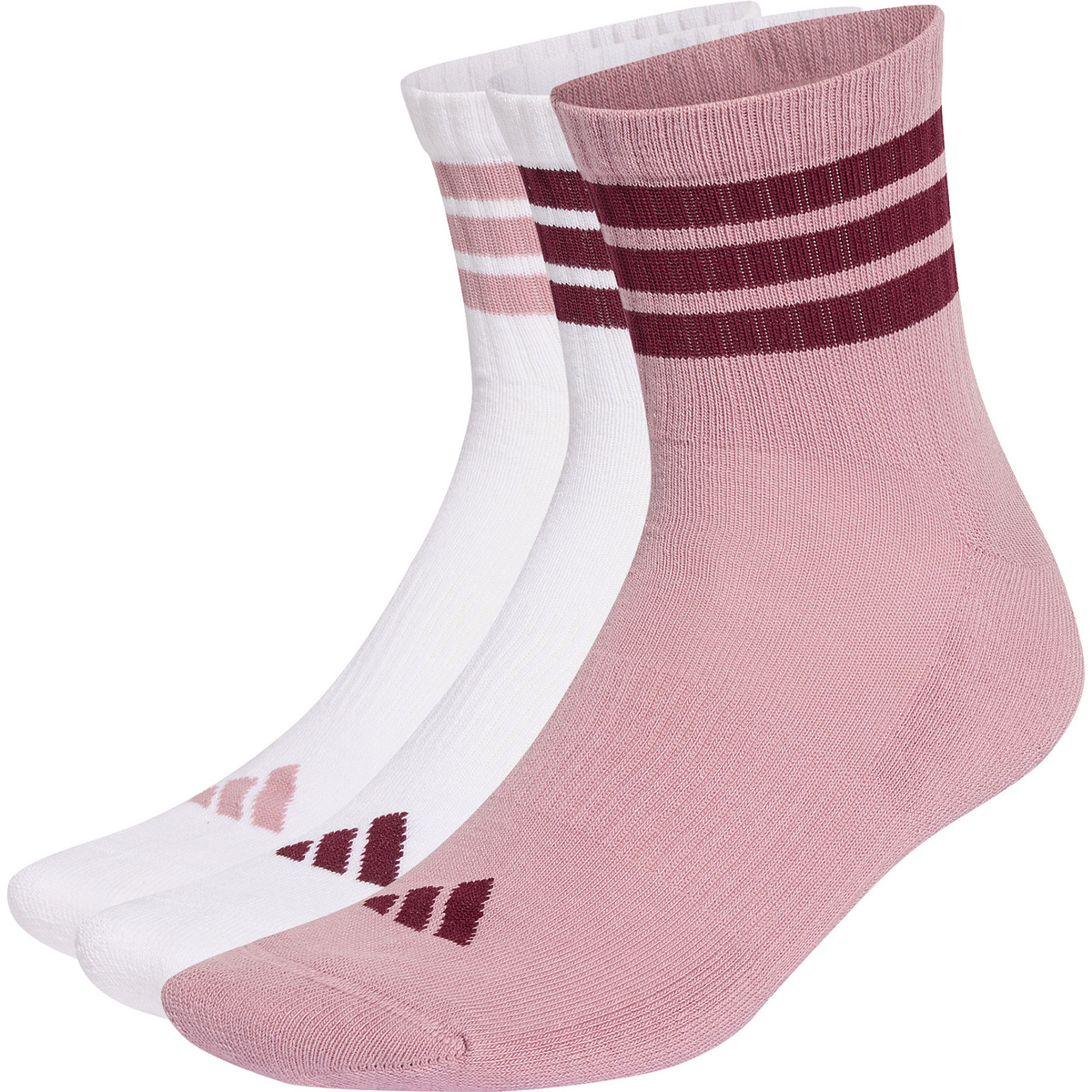 adidas 3 Stripes Mid Socken (Größe 43 , white)