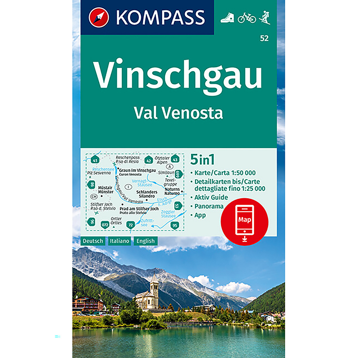 Image of Kompass Verlag WK 52 Vinschgau / Val Venosta