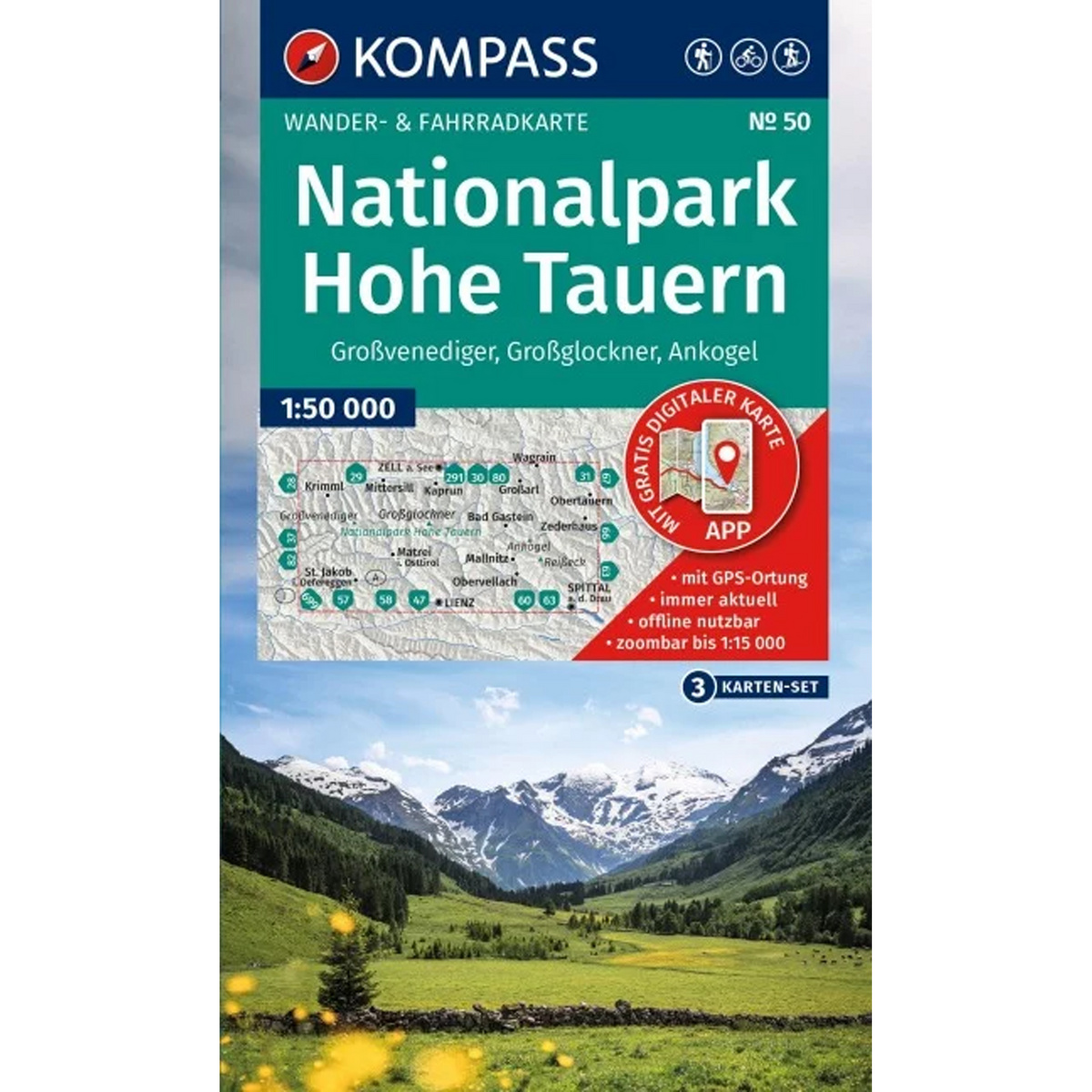 Image of Kompass Verlag WK 50 Nationalpark Hohe Tauern, 3-teiliges Set