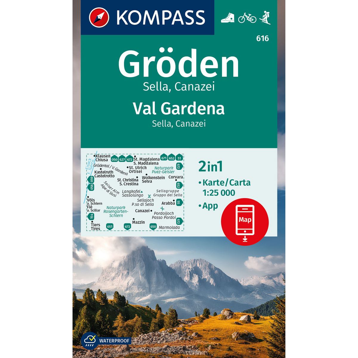 Kompass Verlag WK 616 Gröden - Sella-Canazei (Größe One Size, 2. Aufl. 2024)