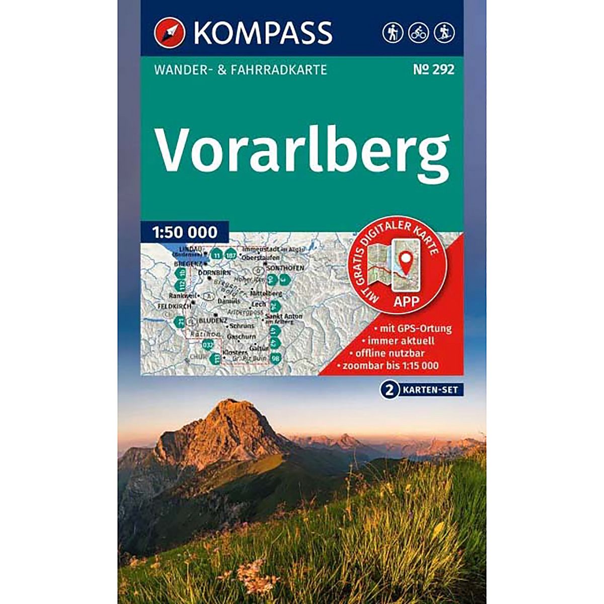Image of Kompass Verlag WK 292 Vorarlberg Kartenset