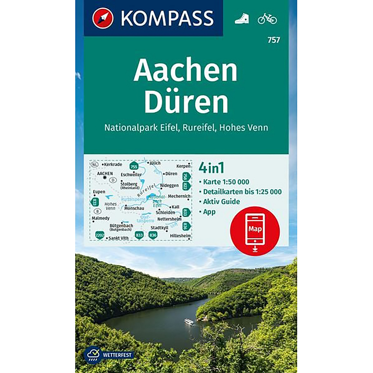 Image of Kompass Verlag WK 757 Aachen, Düren, Eifel