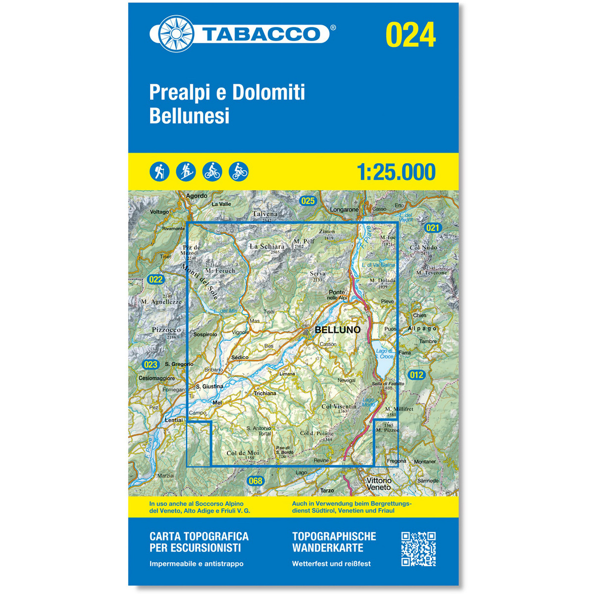 Image of Tabacco Prealpi e Dolomiti Bellunesi 024 Wanderkarte